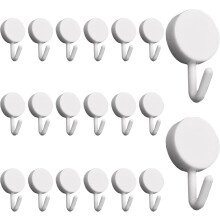 20 Pack Self Adhesive Hooks Heavy Duty Plastic Hooks for Home Door Kitchen Bathroom Office (White)