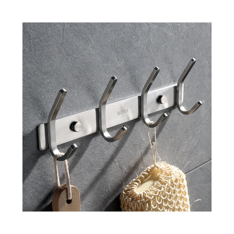 Wall Mounted Coat Rack 4 Hooks Bathroom Towel Rack SUS304 Stainless Steel Brushed Wall Hook-image-OPC-PG5R2CP-NEW