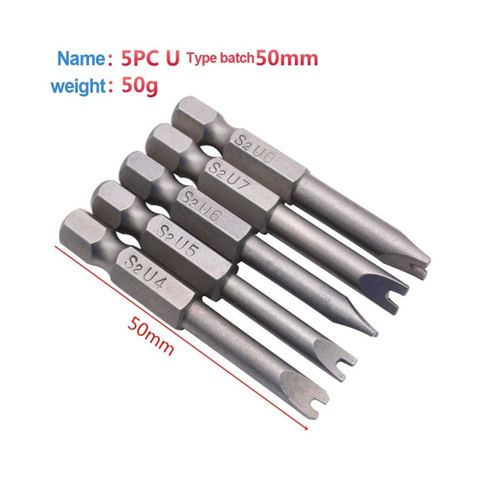 1 Set 5Pcs U Shaped Hex Magnetic Screwdriver Bit For Electric Screwdrivers 9469042590046