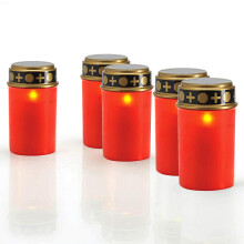 Set di 5 luci solari a LED per tomba con batteria/Candele per tomba a LED per esterni/Candele per cimitero/Luce eterna/Lampada per tomba/Rosso/Funzion