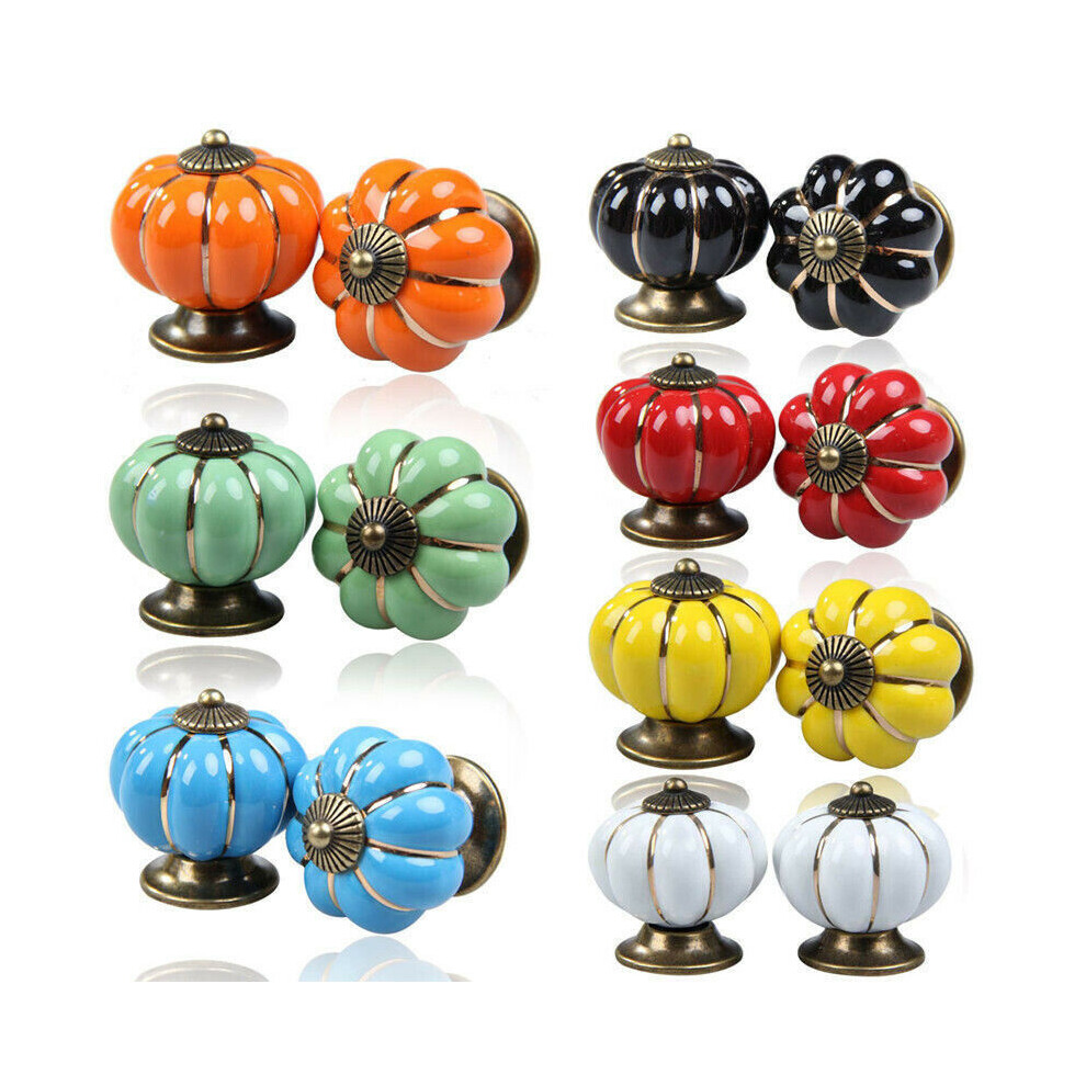 14Pcs Door Handle Furniture Knob Ceramic Knobs Pumpkin Drawer Pull Cupboard Cabinet Dresser Knob Vintage 9469042591968