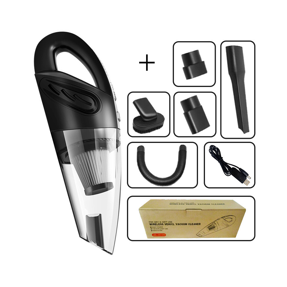 7.2V Cordless Handheld Vacuum Cleaner - Powerful 120W Car Vacuum Cleaner - Quiet Usb Rechargeable Battery - Wet And Dry - Black 9469042595201