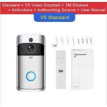 Smart home videodeurbel met drie batterijen, draadloze wifi, bewaking op afstand, twee-weg audio, V5, Aiwit, zilverkleurig