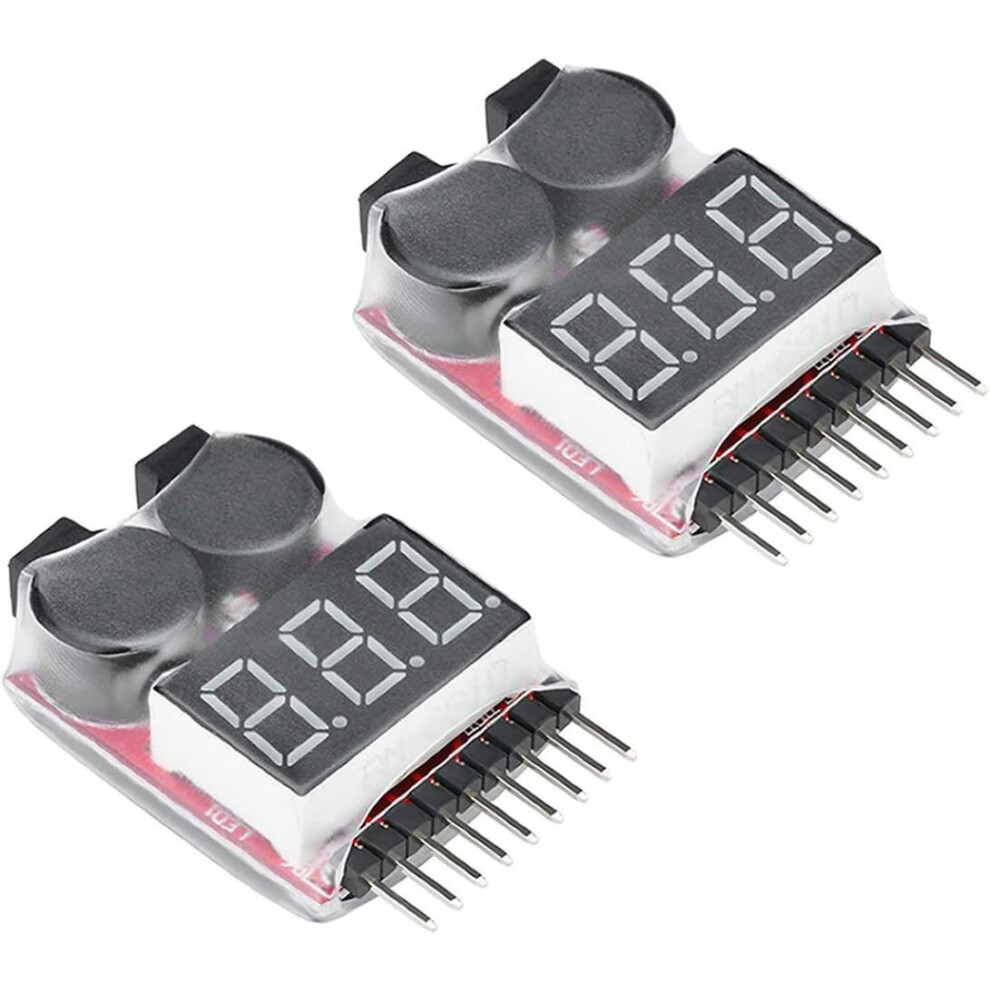 Rc 1-8S Lipo Battery Tester Monitor Low Voltage Buzzer Alarm Voltage Checker With Led Indicator For Lipo Life Limn Li-Ion Battery (2Pcs) 9469042599971