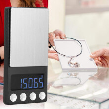Elektronische Schmuckwaage mit LCD-Anzeige, hochpräzise Grammwaage, Taschenwaage, Schmuckwaage in Gramm (1 kg/0,1 g, mit Batterie)
