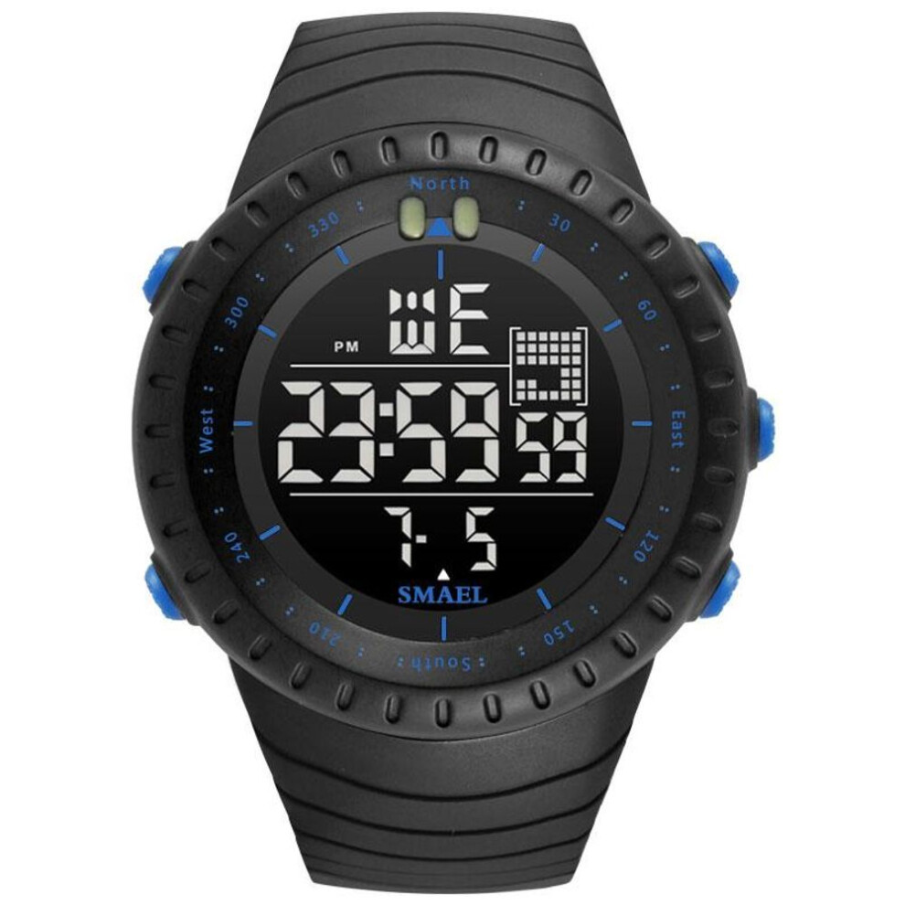 (blue, NO Package) Smael Brand New Electronics Watch Analog Quartz Wristwatch Horloge 50 Meters Waterproof Kol Saati 1237 Digital Alarm Men Watches