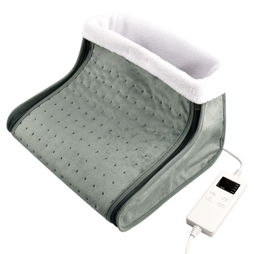 Lifeasy Grey Foot Warmer, With Plush Lining, Electric Foot Warmer With Temperature Levels, Machine Washable,