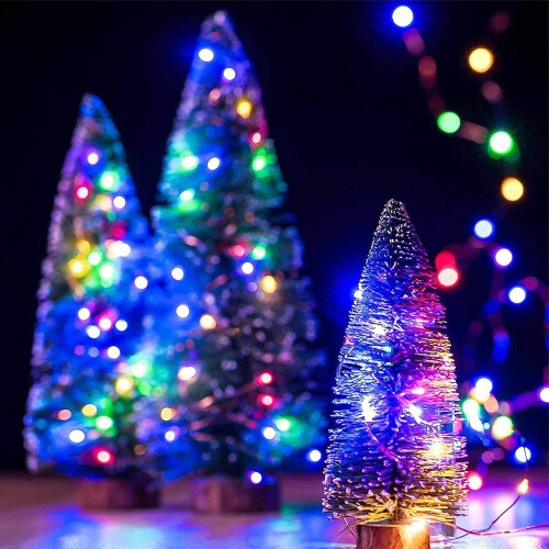 Battery Operated String Lights 20 Multi-Colored Micro LEDs on Silver Cable 2