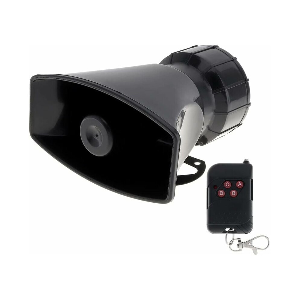12V 20W Car Alarm With 7 Sounds: Horn, Fire, Ambulance, Traffic, Police With Remote Control Black 9469042608475