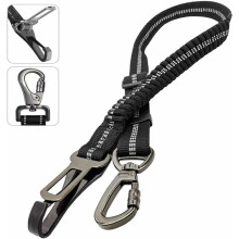 Dog Seat Belt Dog Car Seat Belt Adjustable Length Cushioning Shock Absorption Reflective Elastic Belt Black Suitable for All Dogs and Cars