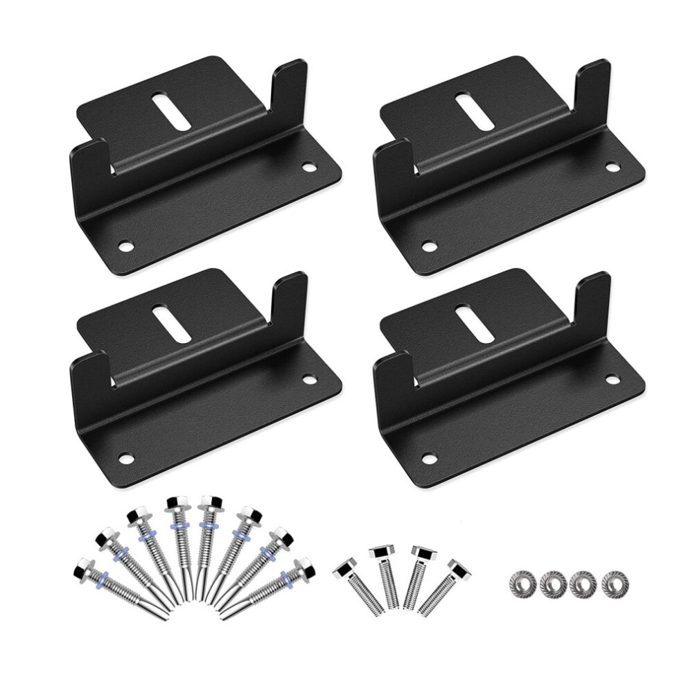 4 Pack Black Solar Panel Z Brackets For Solar Panel Roof Mounting With Nuts And Bolts For Rv, Boat, Roof, Wall And Other Off-Grid Roof Installations 9469042610393