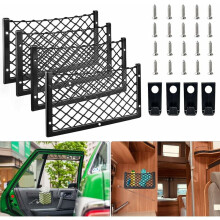 Juego de 4 redes de equipaje, 36 x 18 cm, red de almacenamiento para coche con ganchos y tornillos, red de equipaje universal para caravanas, barcos,