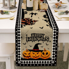 (33 x 183 cm) Camino de mesa de calabaza de Halloween, bufanda de arpillera de lino y algod?n, camino de mesa para restaurantes, familias, eventos fes