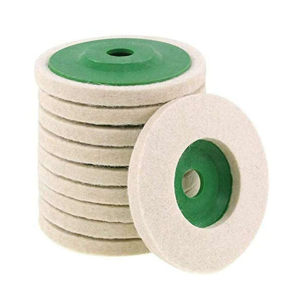 Green - 10Pcs Wool Felt Polishing Discs For Angle Grinder, 10Cm/8Mm 9469042611291