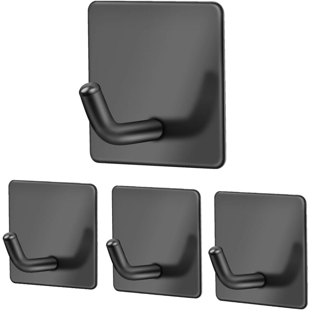 4 Pack Self Adhesive Hooks, Stick on Wall Hooks, Heavy Duty Waterproof Towel Rack for Bathroom Kitchen Closet Door, Stainless Steel Hooks.