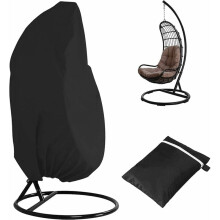 190 x 115cm 210D Oxford Garden Chair Cover Waterproof Dustproof Large Heavy Duty Wicker Rattan Swing Cocoon Chair Cover (Black)