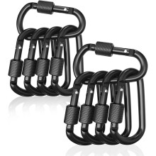10 Pack Black Locking Carabiner Aluminum Gate Buckle for Camping, Fishing, Hiking and Keychain