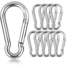 Pack of 10 Keychain Carabiners - Diameter 6 mm - Maximum load 160 kg - Galvanized Climbing Hooks (Φ6 x 60 mm)