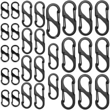 30Pcs S Shape Carabiner Clips Aluminum Alloy Metal Double Carabiner Waterproof for Home Hiking Outdoor Fishing Camping Travel