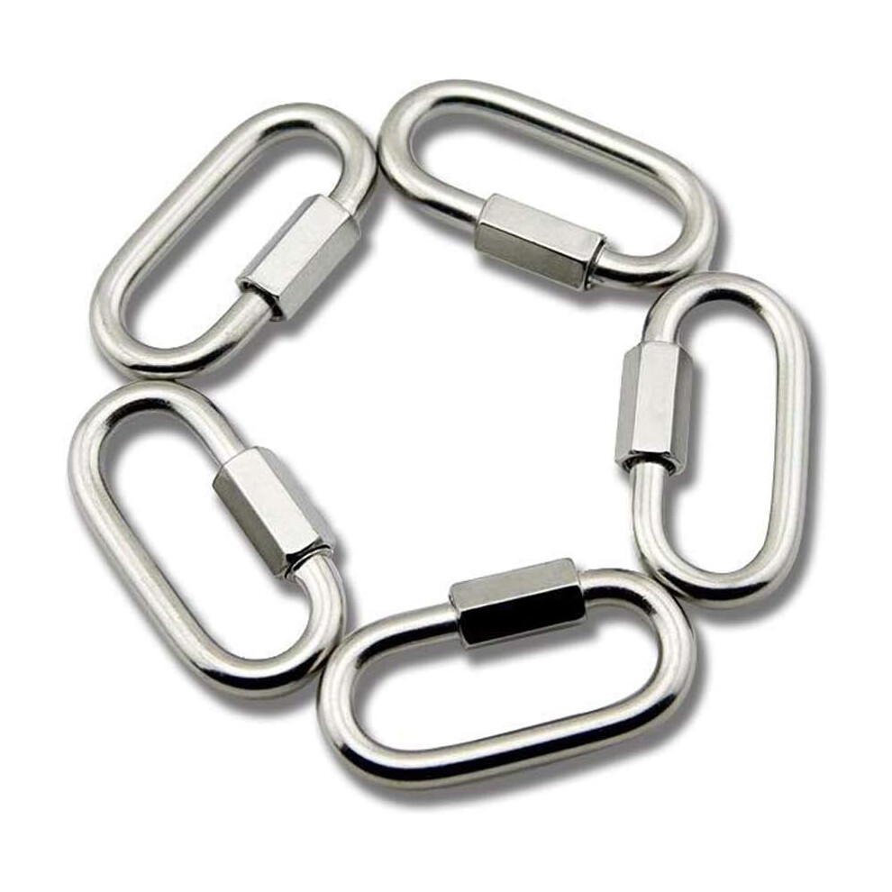 5Pcs M6 Stainless Steel Quick Link D Shape Carabiner Chain Links 9469042612946