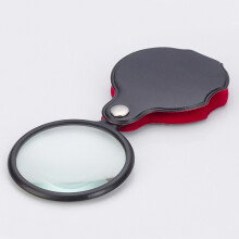 Lupa de bolsillo mini 8X de cristal ?ptico con estuche protector cortical para lectura en la oficina y pasatiempos