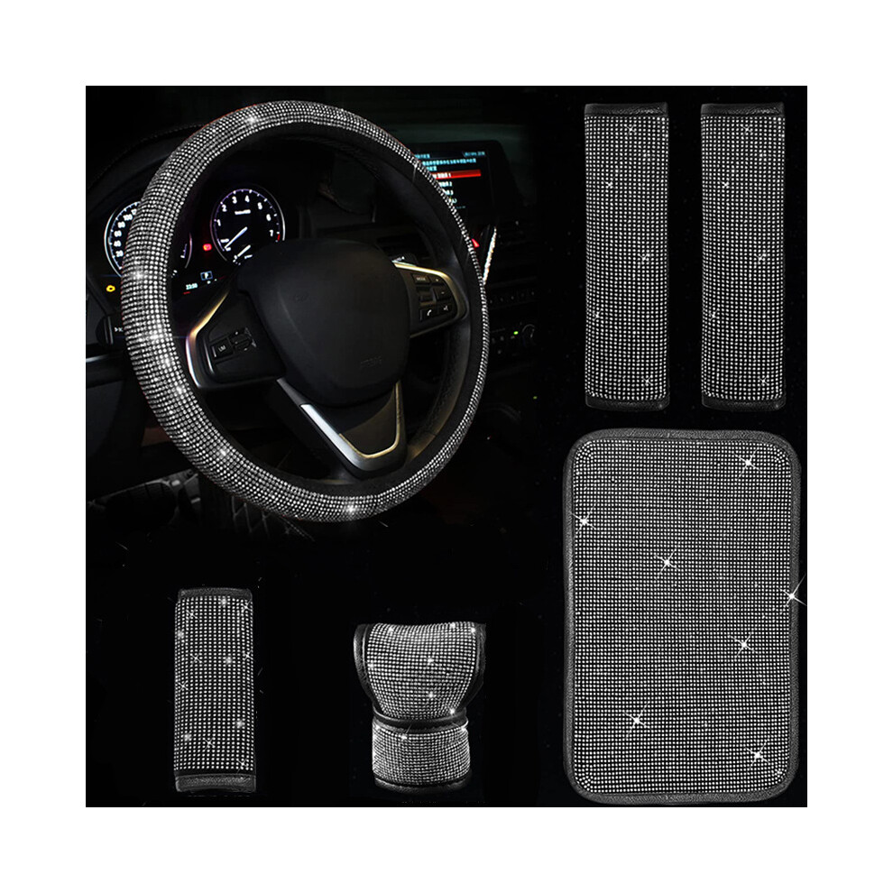 5Pcs Soft Steering Wheel Cover Set With Handbrake Cover Gear Shift Cover Keychain Wool Steering Wheel Cover, Car Wheel Protector 9469042617446