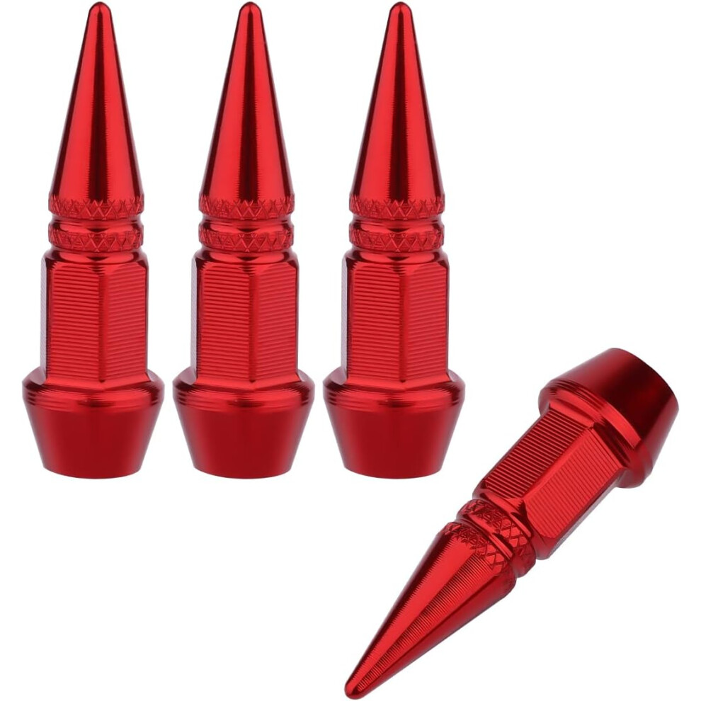4pcs Aluminum Bike Valve Stem Caps, Heavy Duty Airtight Dustproof Tire Caps Valve Cover for Cars SUV Trucks Motorcycles Bikes (Red)-image-OPC-PG5R7QN-NEW