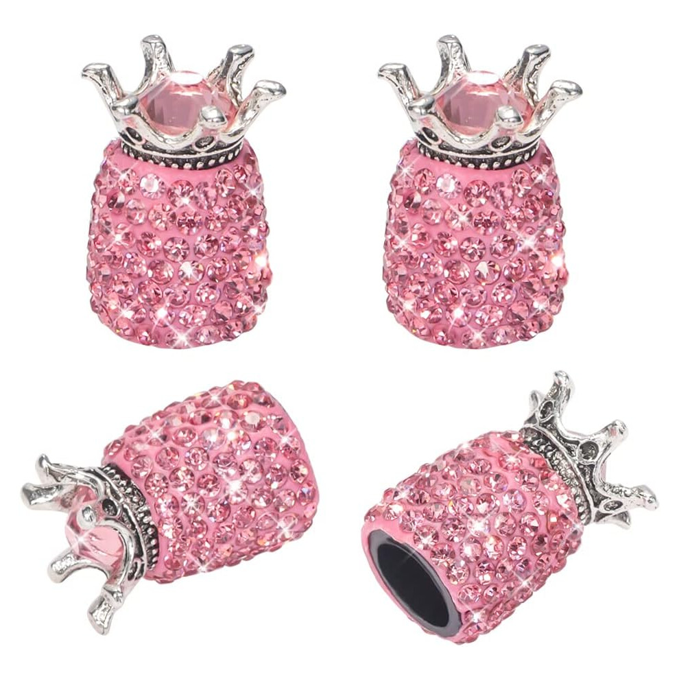 (Pink Pineapple) Valve Caps Tire Valve Caps Crystal Aluminum Dust Caps 4pcs Universal for Cars, SUVs, Bikes, Trucks