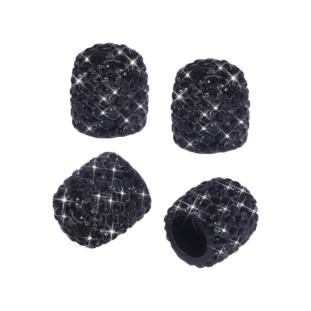 Valve Caps Tire Valve Caps Crystal Aluminum Dust Caps 4Pcs Universal For Cars, Suvs, Bikes, Trucks ( Cap) Black 9469042618221