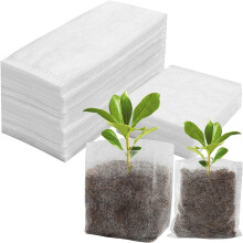 Bolsas de cultivo de tela no tejida. Bolsas de cultivo de tela biodegradable. 40 unidades (25 x 25 cm y 11 x 20 cm).