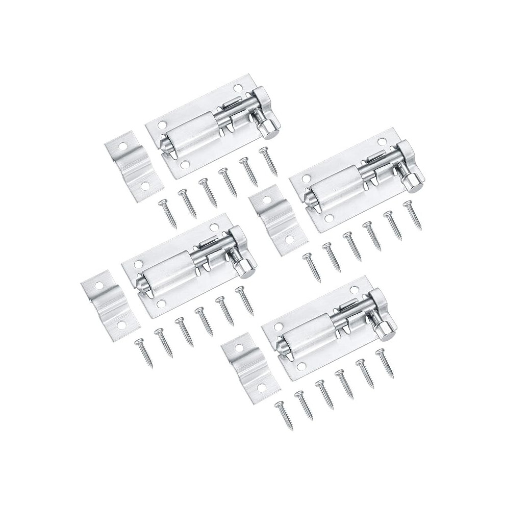 4 Pcs Door Lock, Sliding Door Latch, Sliding Door Lock, Door Lock, Door Lock Bolts, Stainless Steel Door Bolt For Bedroom Toilet 9469042619891