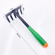 Rastrello a mano 26,5 x 11 x 8 cm - Rastrello per fiori con manico ergonomico - Piccolo rastrello da giardino a 5 denti - Strumento da giardinaggio mu