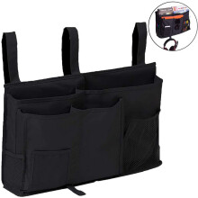 Bolsa de almacenamiento para cama negra para colgar en la pared, bolsillo de tela Oxford para guardar el tel?fono, los libros, las revistas y el contr