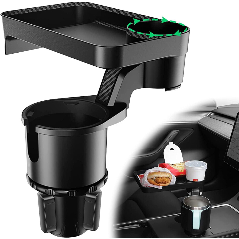 Expandable Car Cup Holder, Car Tray Multifunctional Cup Holder With 360 Swivel Table Adjustable Base Large Cup Holder For (Black) Black 9469042621238