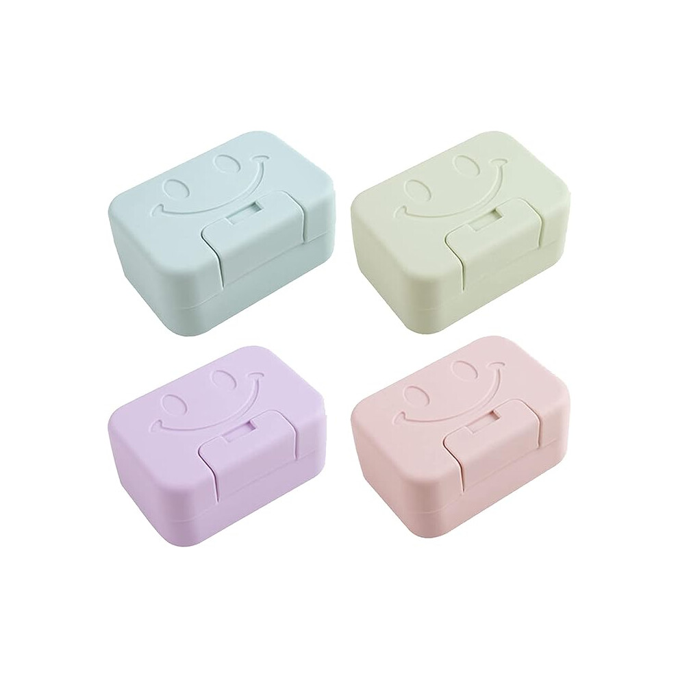 4 Pack Portable Travel Soap Box with Waterproof Plastic Soap Case Cover for Bathroom, Travel, Camping, Outdoor (Green, Blue, Purple, Pink)-image-OPC-PG5R89W-NEW
