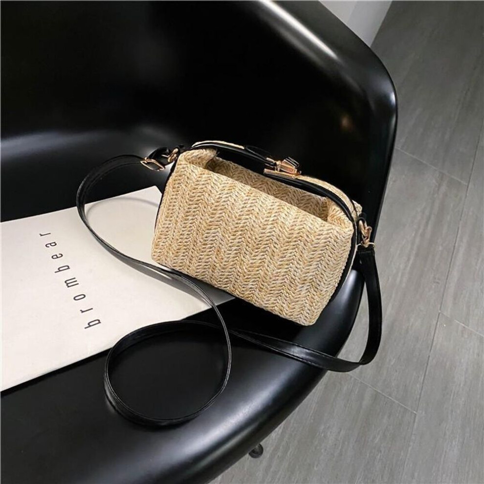 (black) Straw Crossbody Bag For Women New Bohemian Small Knitting Summer Purse And Handbag Vacational Bucket Beach Bags