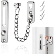 Cadena protectora de pestillo de puerta, cadena de seguridad para puerta, cerradura de seguridad deslizante, cadena plateada deslizante para hogar, ho