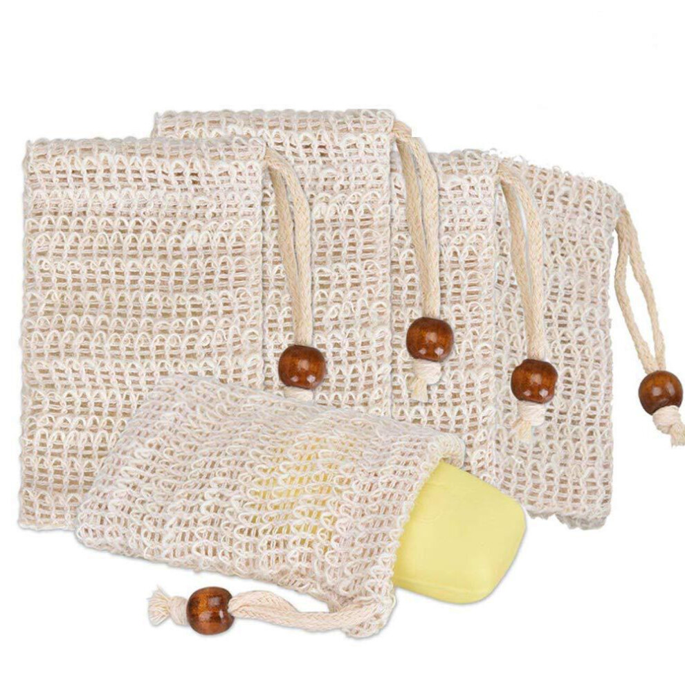 Lifeasy Set Of 5 Sisal Soap Pouches, Soap Carrying Pouches