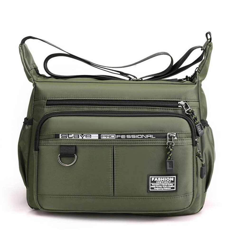 (green) New Men Crossbody Bags Male Nylon Shoulder Bags Boy Messenger Bags Man Handbags For Travel Casual Large Satchel Grey