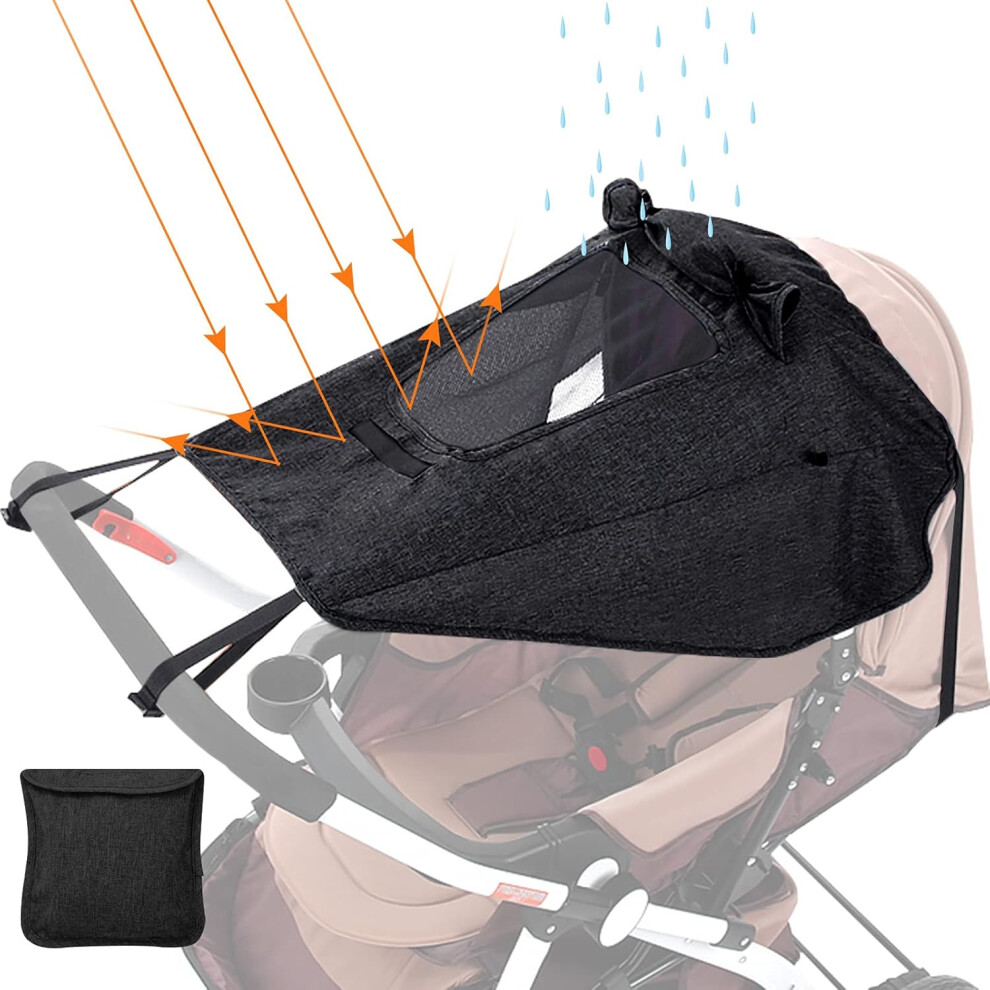 Baby Stroller Sun Shade, Pushchair Sun Protection Pram, Anti Uv Upf50+ Sun Shade For Stroller Black Lifeasy