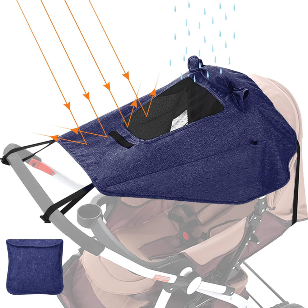 Baby Stroller Sun Shade, Pram Sun Protection For Pushchair Carriage, Upf50+ Anti Uv Sun Visor For Stroller Blue Lifeasy