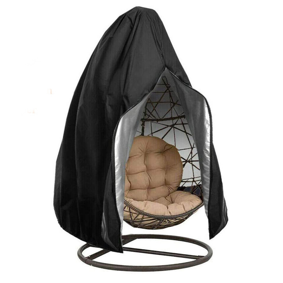 (Black,190 x 115 cm) Patio Chair Cover - Egg Shaped Patio Chair Cover with Drawstring, Heavy Duty Durable Protective Cover for Garden Furniture