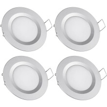 4 x (Silver Finish) LED Recessed Spotlights Ceiling Light Recessed for Campervan Boat Caravan Van Yacht Warm White