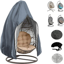 Grey-190X115Cm-Patio Hanging Egg Chair Cover Outdoor Rattan Wicker Swing Chair Waterproof Dustproof Garden Furniture Cover with Zipper
