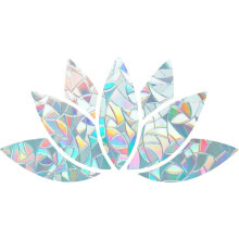 2 Pack Diamond Lotus Flower Window Clings, Bird Alert Glass Stickers, Anti-Crush Rainbow Suncatcher Film