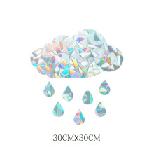 2 Pack Diamond Window Clings-Clouds Raindrops, Bird Alert Glass Stickers, Anti-Collision Rainbow Suncatcher Film