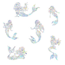 2 Pack Diamond Mermaid Window Clings, Bird Alert Glass Sticker, Anti-Collision Rainbow Suncatcher Film