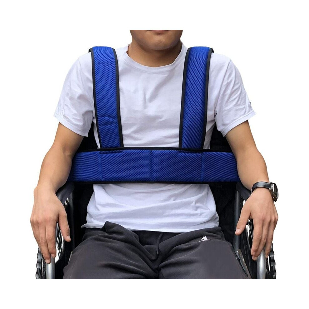 Lifeasy Blue (Blue) Wheelchair Harness Adjustable Breathable Safety Chest Positioning Strap Non-Slip Geriatric Patient Restraint Harness System