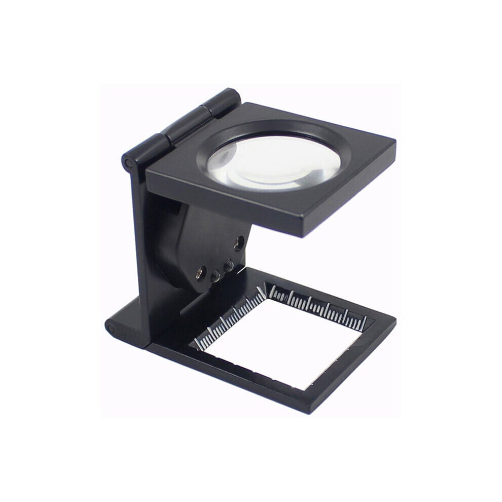 Lifeasy Black 10X Metal Folding Magnifying Glass With Dual Led Lights Mirror For Fabric Printing Paper Dot Textile Scale Magnifier