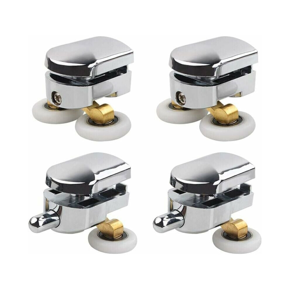 Shower Door Roller, 4Pcs Double Rollers Shower Door Sliding Rollers Door Wheel Replacement For Shower Cabin For 14Mm Glass Hole 9469042629456